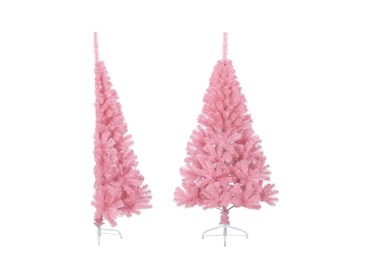 Medio árbol de Navidad artificial con soporte PVC rosa 120 cm