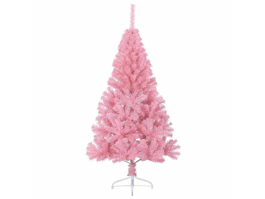 Albero di Natale Artificiale a Metà con Supporto Rosa 120cm PVC