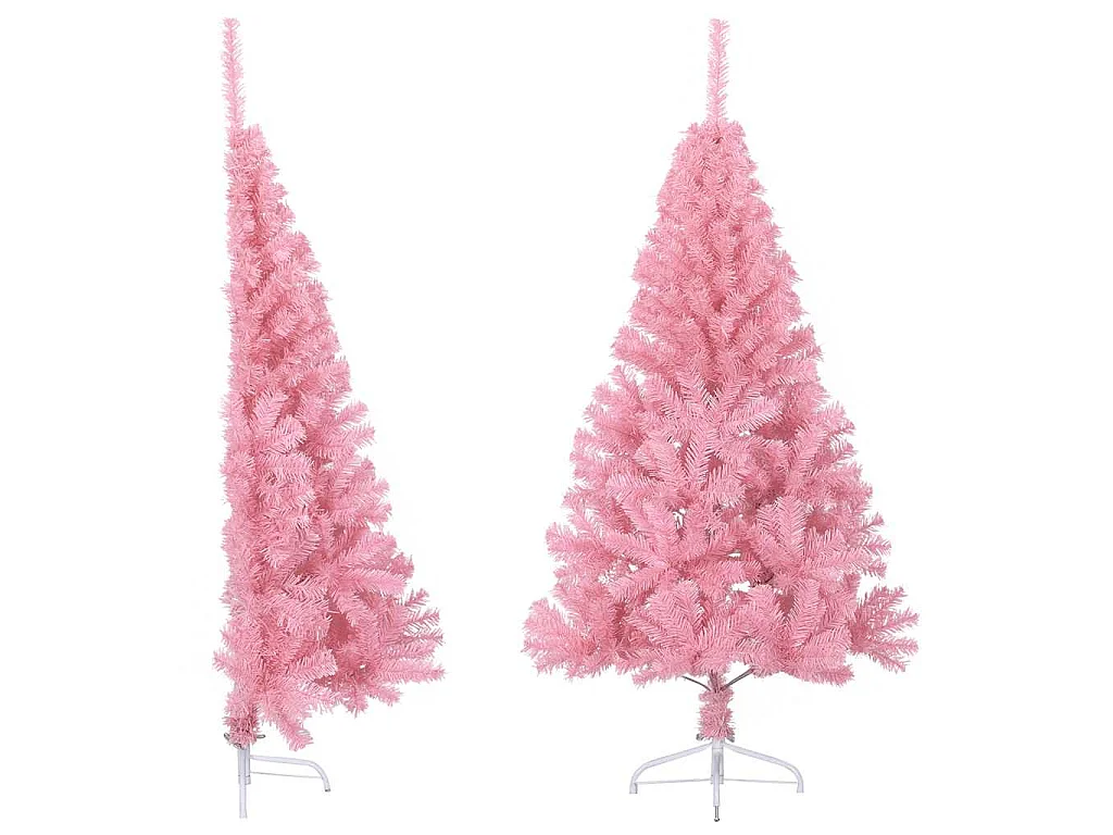 Albero di Natale Artificiale a Metà con Supporto Rosa 120cm PVC