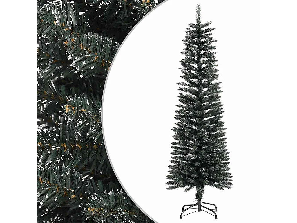 Árbol Navidad artificial estrecho con soporte PVC verde 150 cm