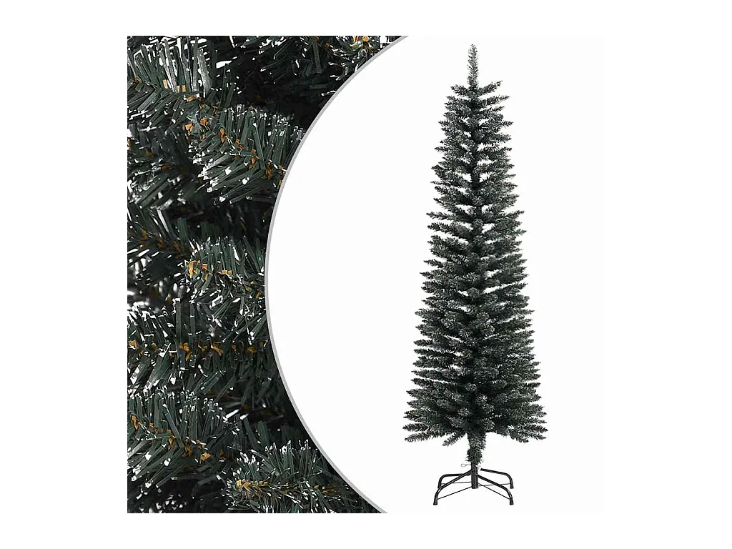 Sapin de Noël artificiel mince avec support Vert 150 cm PVC