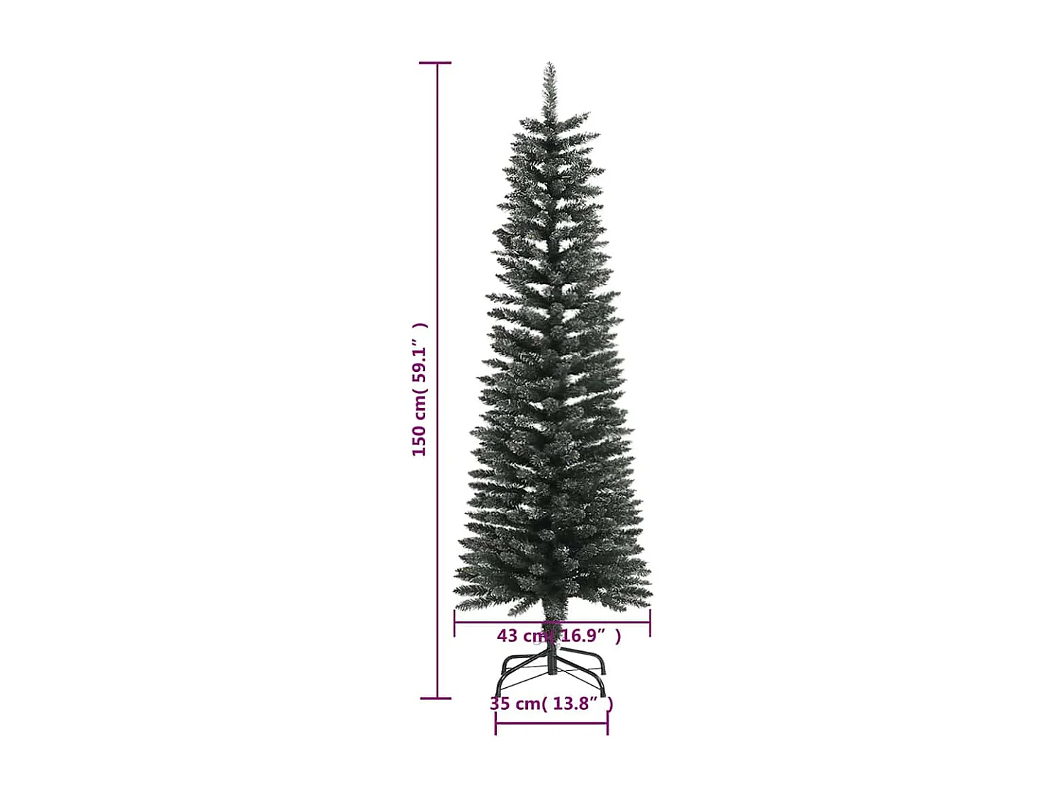 Künstlicher Weihnachtsbaum mit Ständer Schlank Grün 150 cm PVC