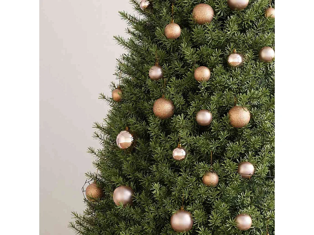 Set de boules de Noël avec pic et 300 LED 120pcs Doré rose