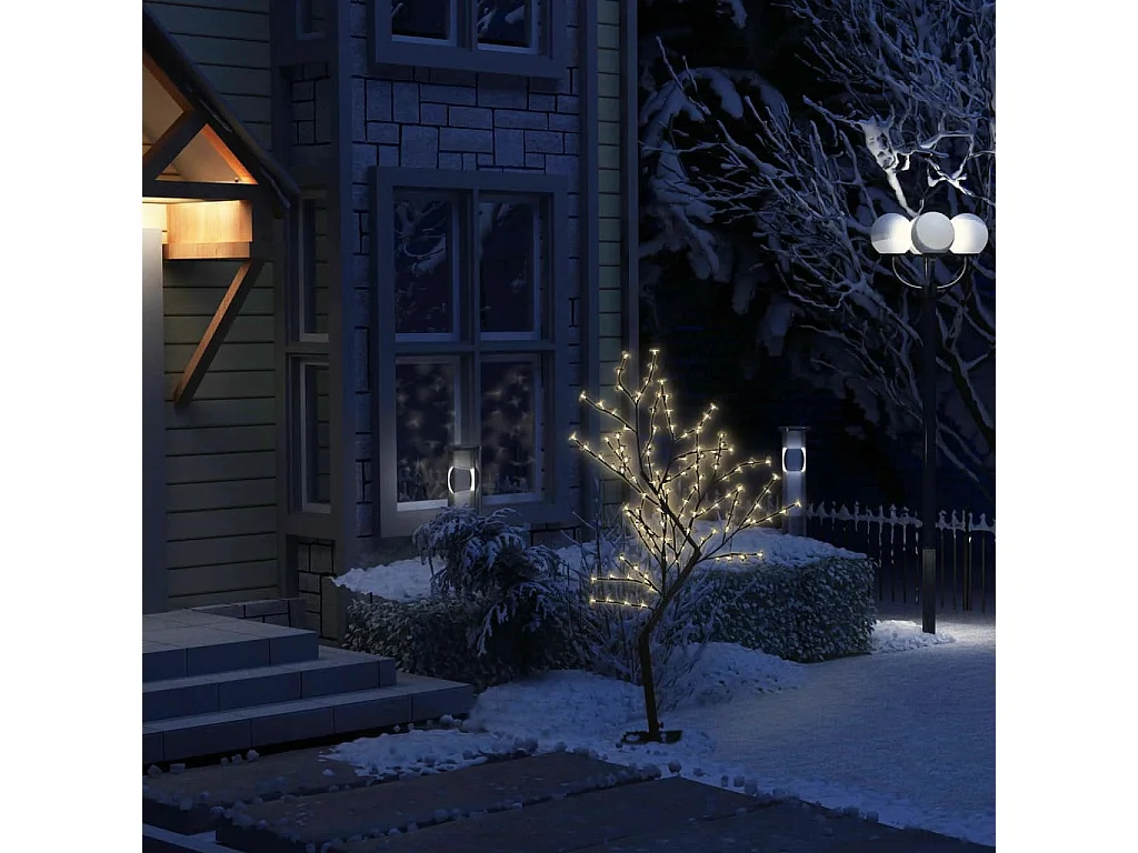 Árvore de Natal 128 LED flor cerejeira luz branco quente 120 cm