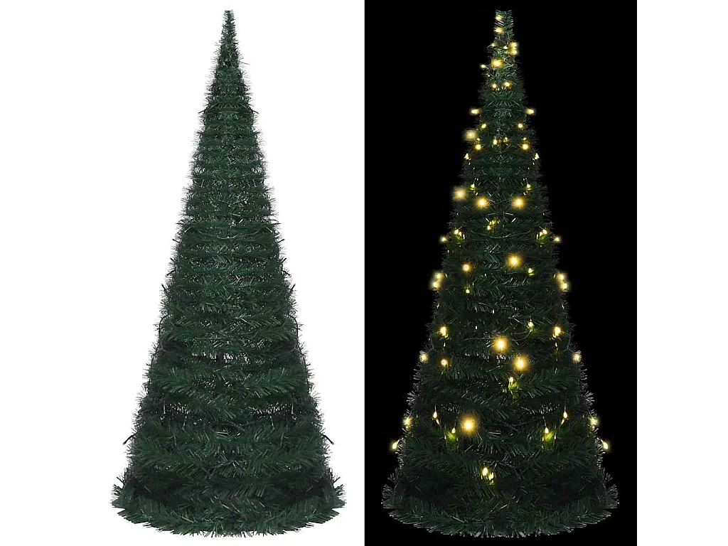 Sapin de Noël artificiel pré-éclairé avec guirlandes vert 210cm