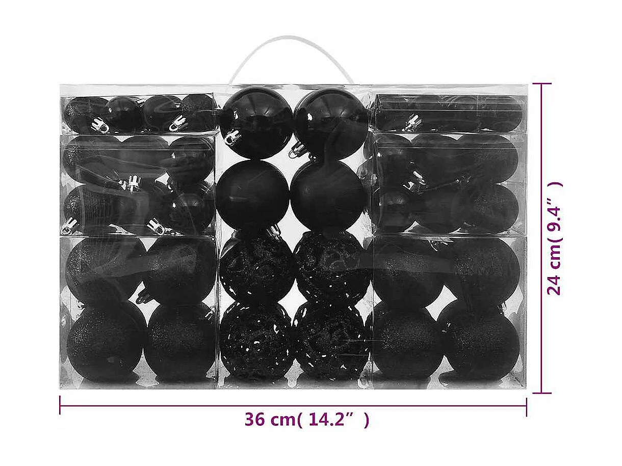 Ensemble de boules de Noël 100 pcs Noir