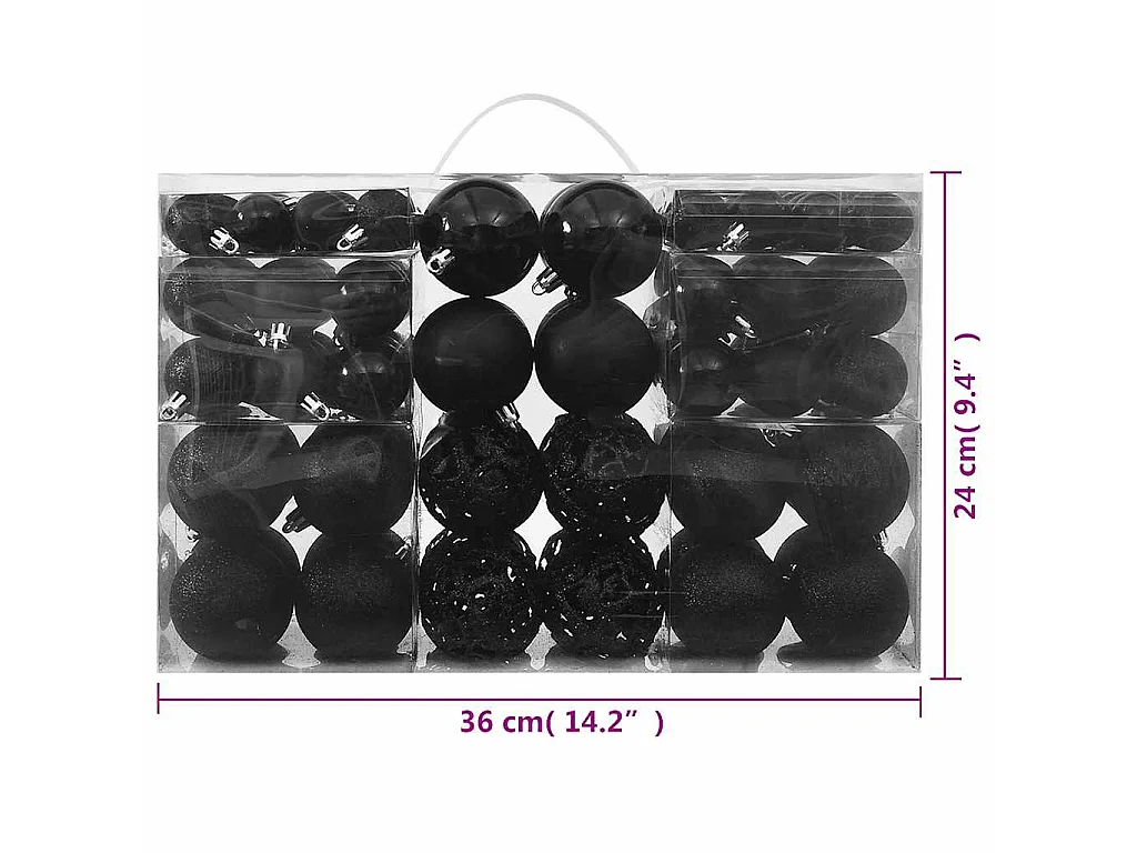 Ensemble de boules de Noël 100 pcs Noir