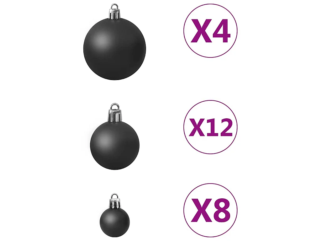 Ensemble de boules de Noël 100 pcs Noir