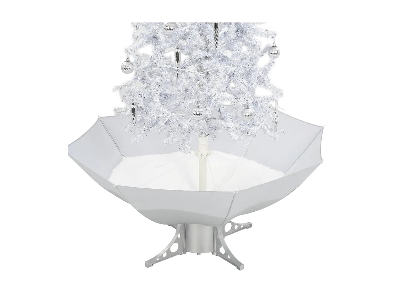 Kerstboom sneeuwend met paraplubasis 170 cm wit