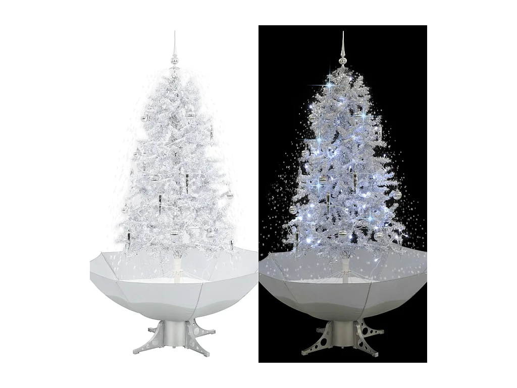 Arbre de Noël neigeux avec base de parapluie Blanc 170 cm