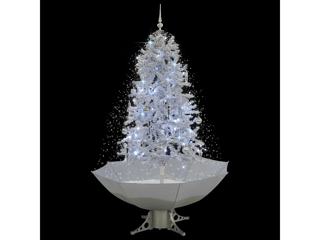 Schneiender Weihnachtsbaum mit Schirmfuß Weiß 170 cm