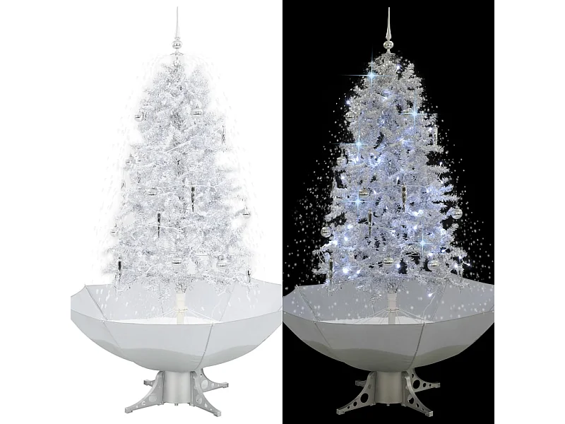 Arbre de Noël neigeux avec base de parapluie Blanc 170 cm