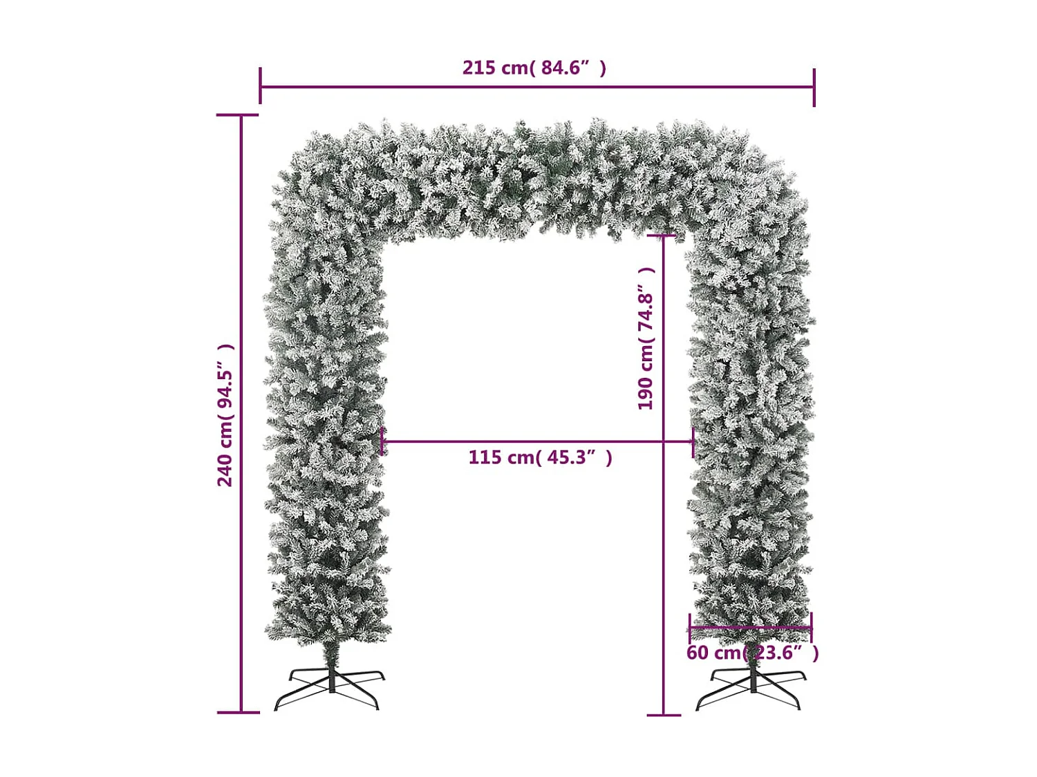 Grinalda de Natal com flocos de neve 240 cm