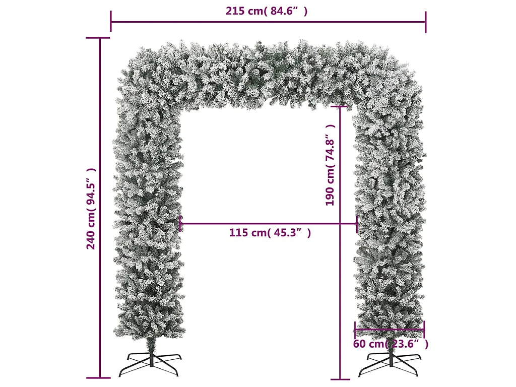 Arche de sapin de Noël à flocons de neige 240 cm