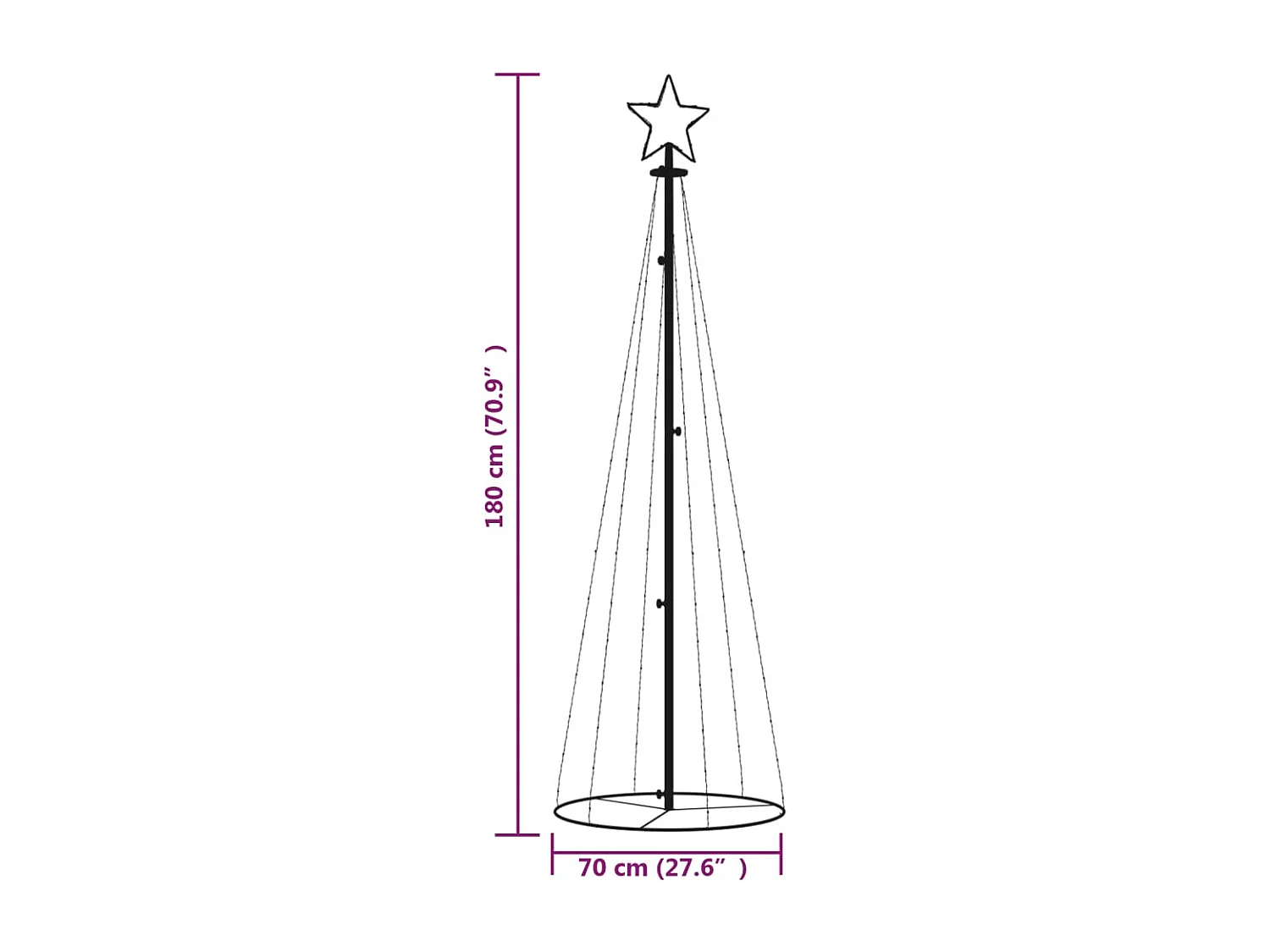 Arbre de Noël cône 108 LED Bleues 70x180 cm