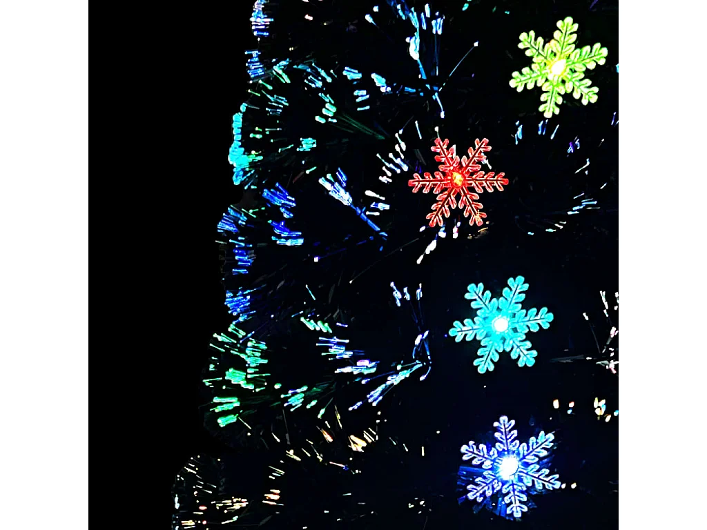 Kerstboom met LED-sneeuwvlokken 120 cm glasvezel zwart
