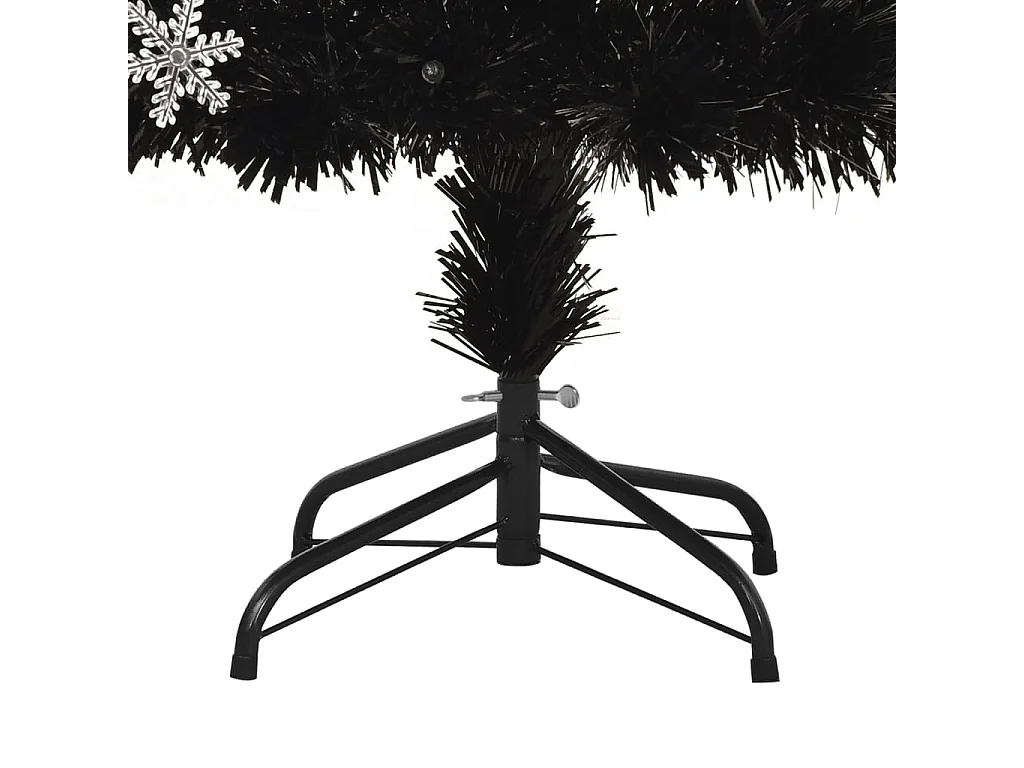 Kerstboom met LED-sneeuwvlokken 120 cm glasvezel zwart
