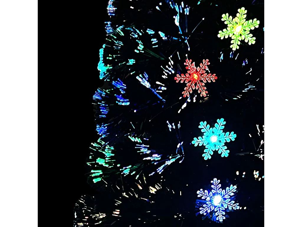Kerstboom met LED-sneeuwvlokken 120 cm glasvezel zwart