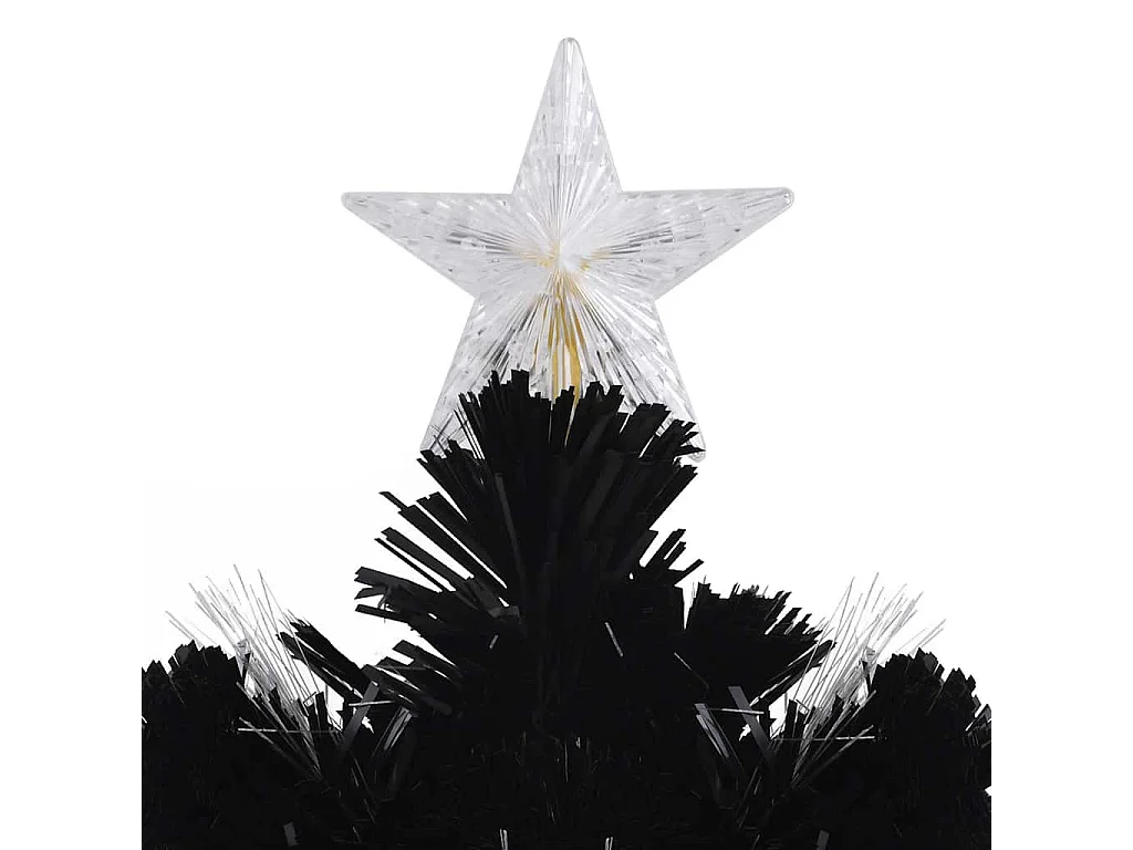 Kerstboom met LED-sneeuwvlokken 120 cm glasvezel zwart