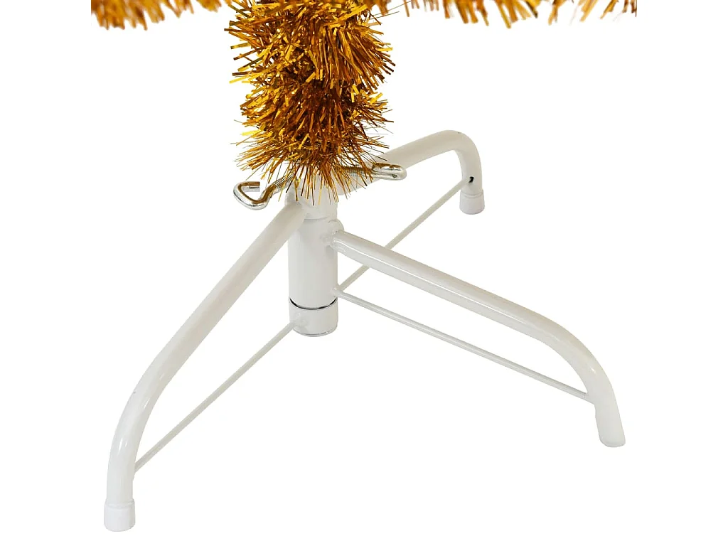 Albero di Natale Artificiale a Metà con Supporto Oro 180 cm PET