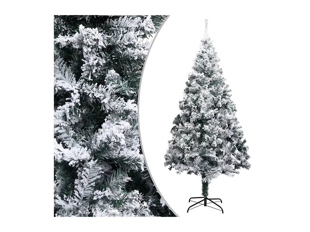 Sapin de Noël artificiel avec neige floquée vert 240 cm PVC
