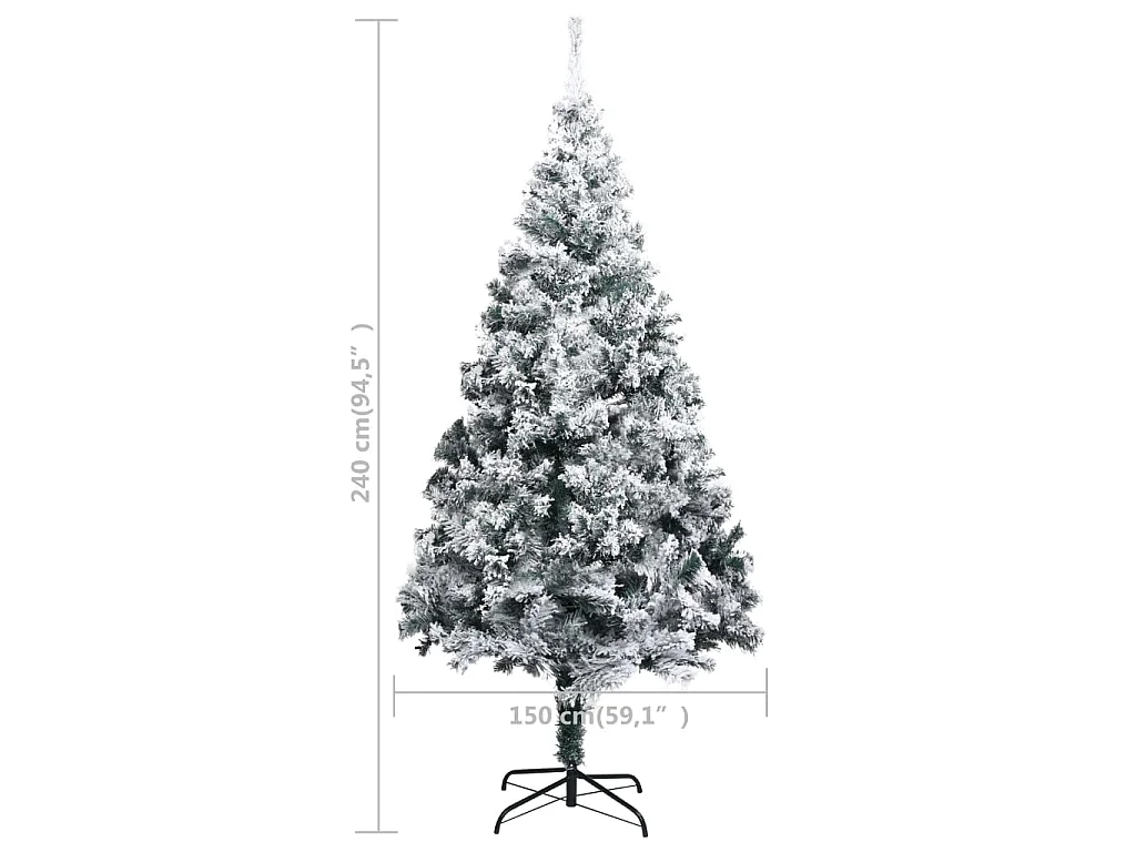 Árvore de Natal artificial c/ flocos de neve 240 cm PVC verde