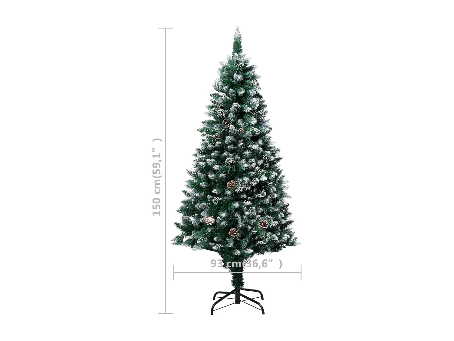 Künstlicher Weihnachtsbaum mit Zapfen und Schnee 150 cm