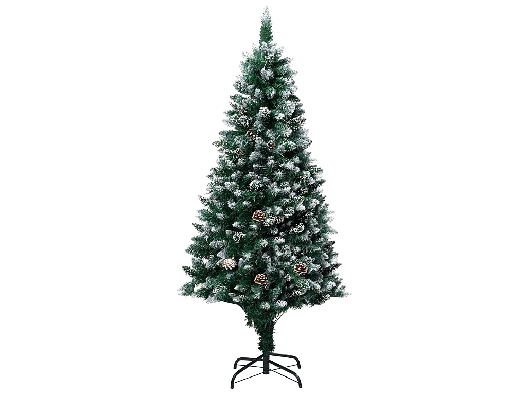 Árbol de Navidad artificial con piñas y nieve blanca 150 cm