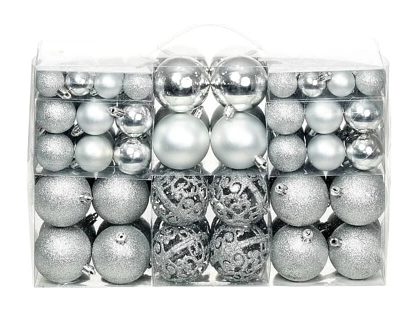 Ensemble de boules de Noël 100 pcs 3/4/6 cm Argenté