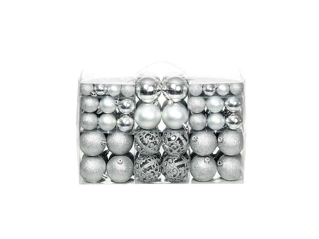 Ensemble de boules de Noël 100 pcs 3/4/6 cm Argenté