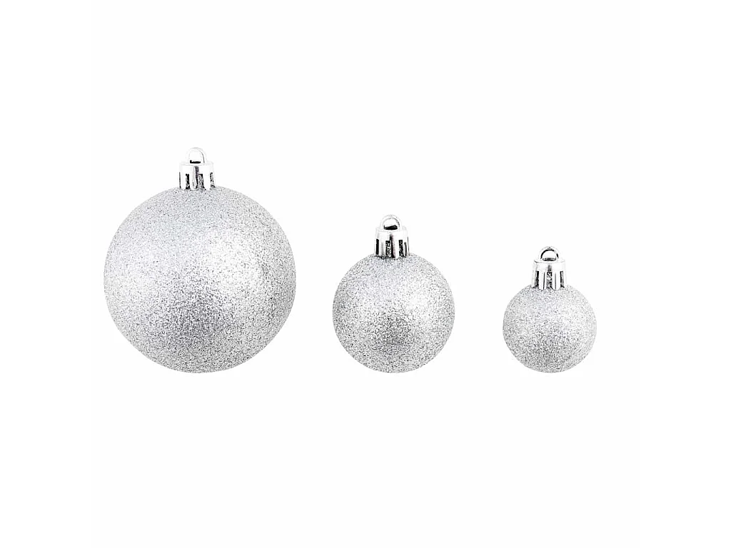 Ensemble de boules de Noël 100 pcs 3/4/6 cm Argenté