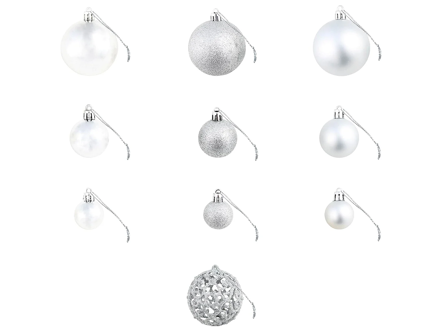 100-delige Kerstballenset 3/4/6 cm zilverkleurig