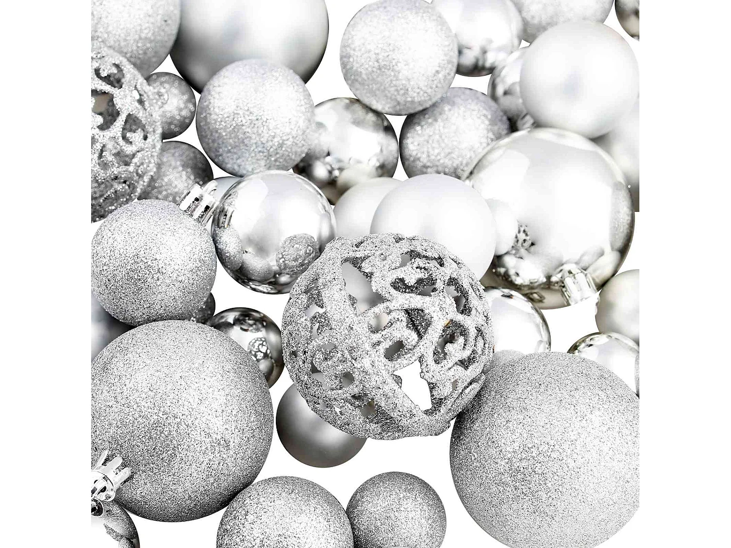 100-delige Kerstballenset 3/4/6 cm zilverkleurig