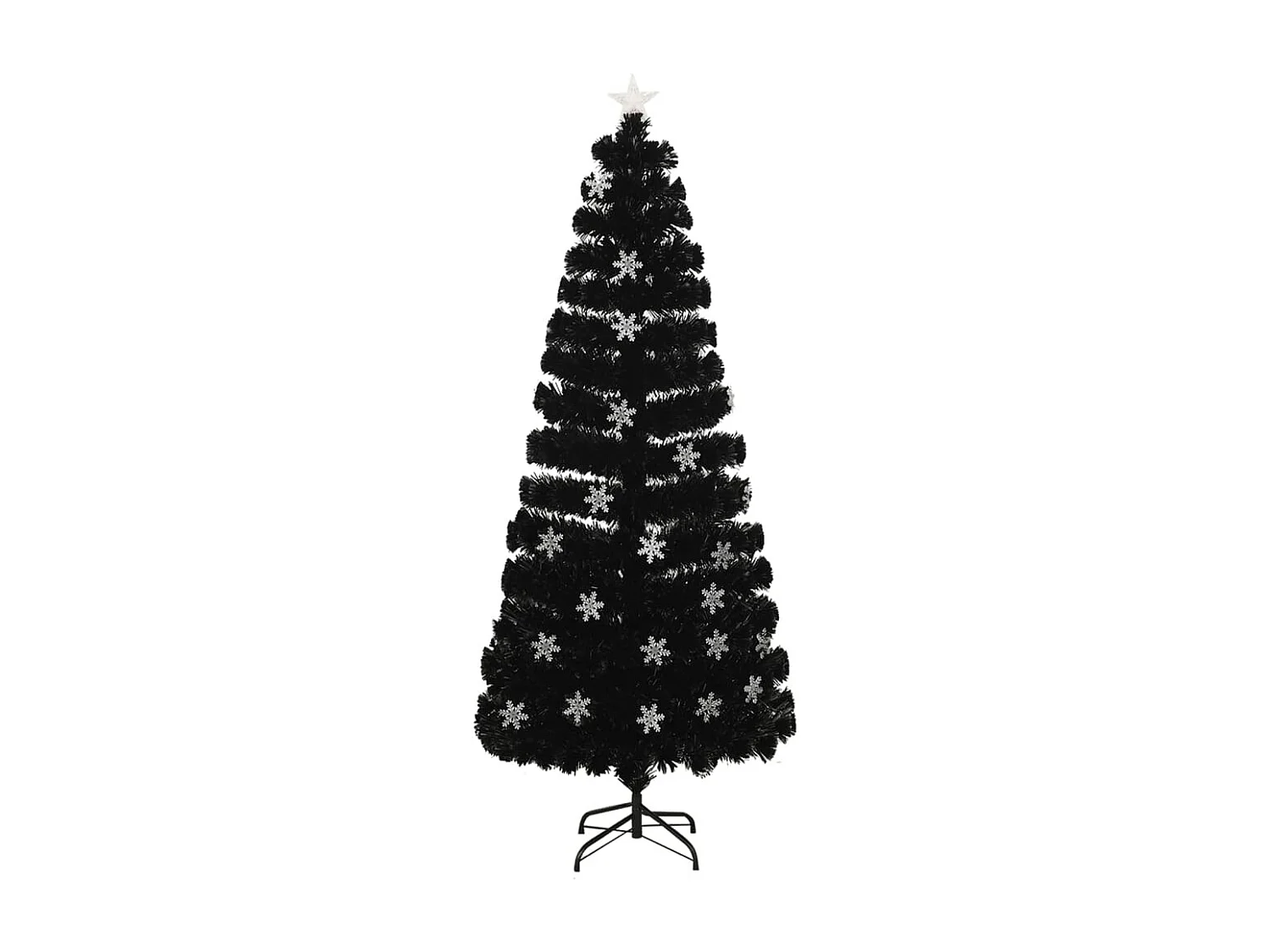 Kerstboom met LED-sneeuwvlokken 210 cm glasvezel zwart