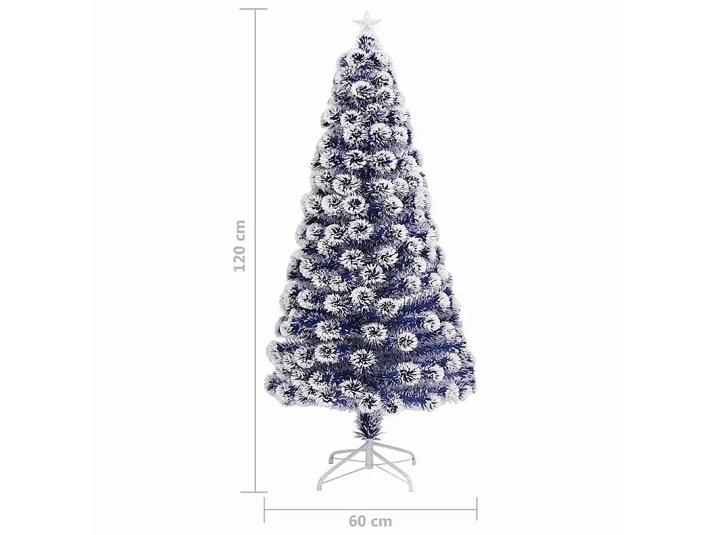 Albero Natale Preilluminato Bianco e Blu 120 cm in Fibra Ottica