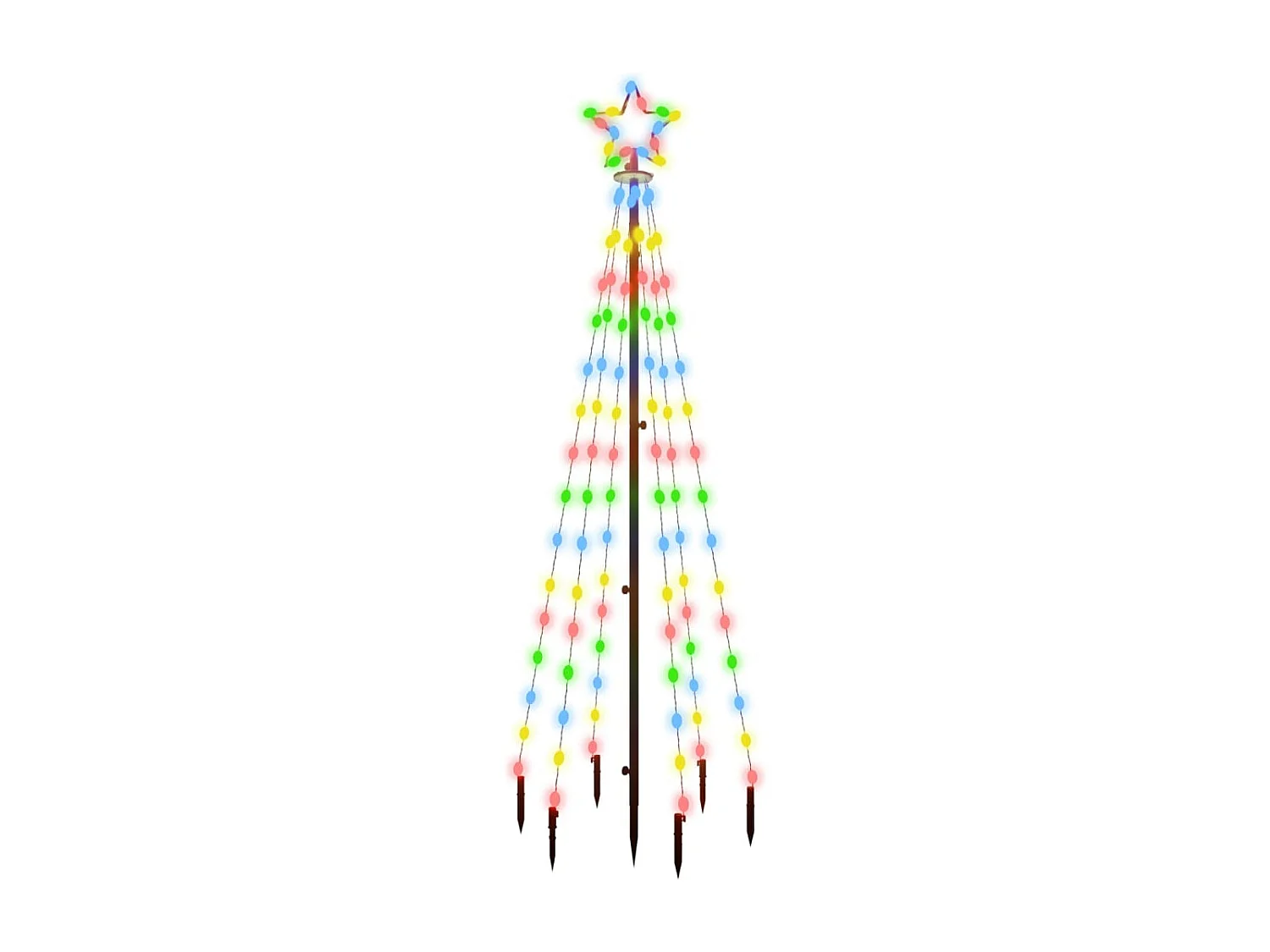 Árvore de Natal com espigão 108 luzes LED 180 cm colorido