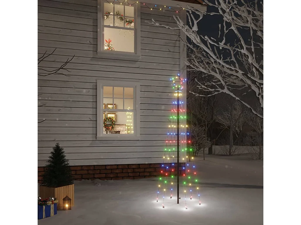 Árvore de Natal com espigão 108 luzes LED 180 cm colorido