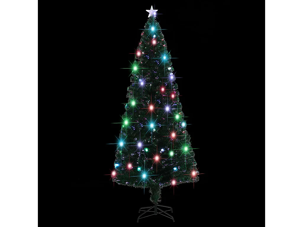 Weihnachtsbaum mit Beleuchtung und Ständer 210 cm Glasfaser
