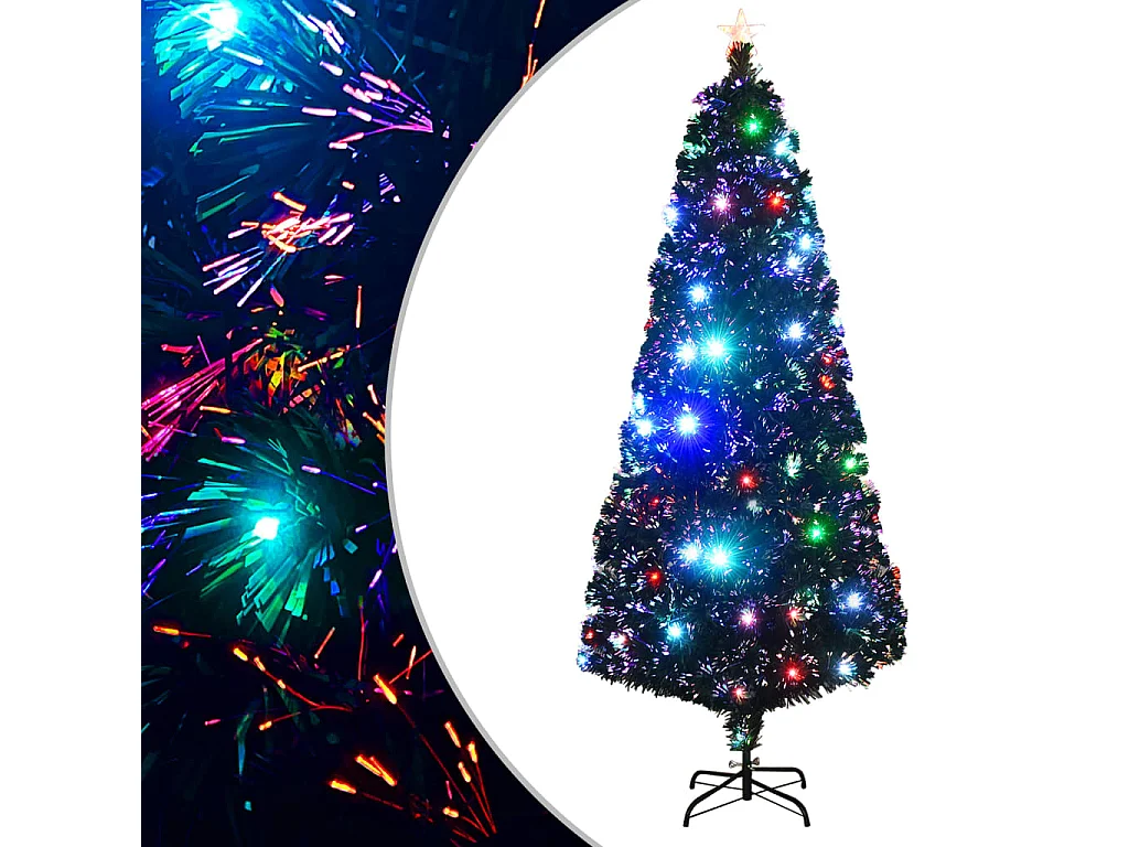 Árvore de Natal pré-iluminada c/ suporte e LED 210 cm fibra ótica