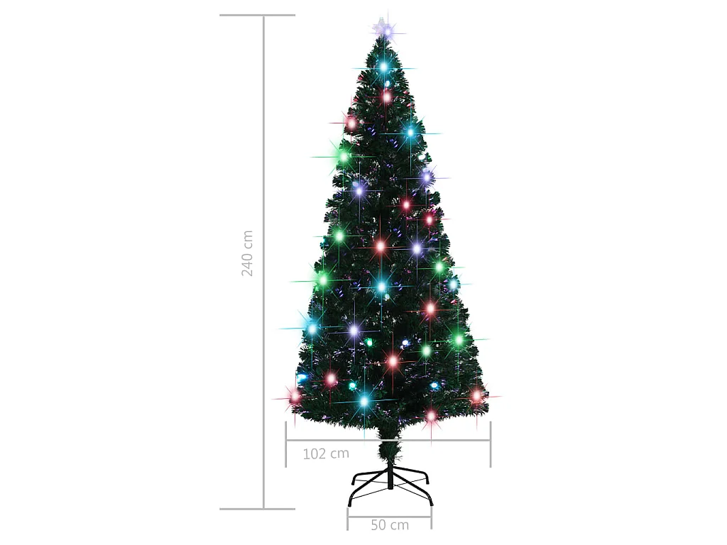 Árvore de Natal pré-iluminada c/ suporte e LED 210 cm fibra ótica