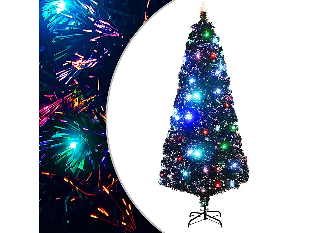 Arbre de Noël pré-éclairé avec support et LED 210 cm fibre optique