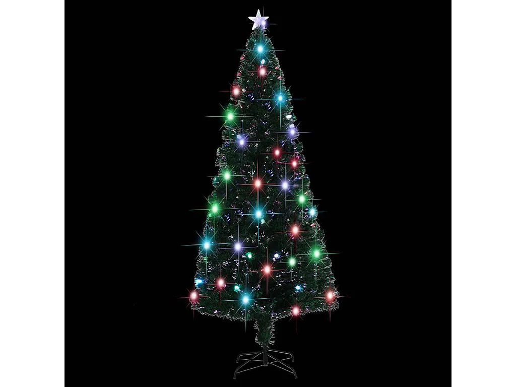 Arbre de Noël pré-éclairé avec support et LED 210 cm fibre optique