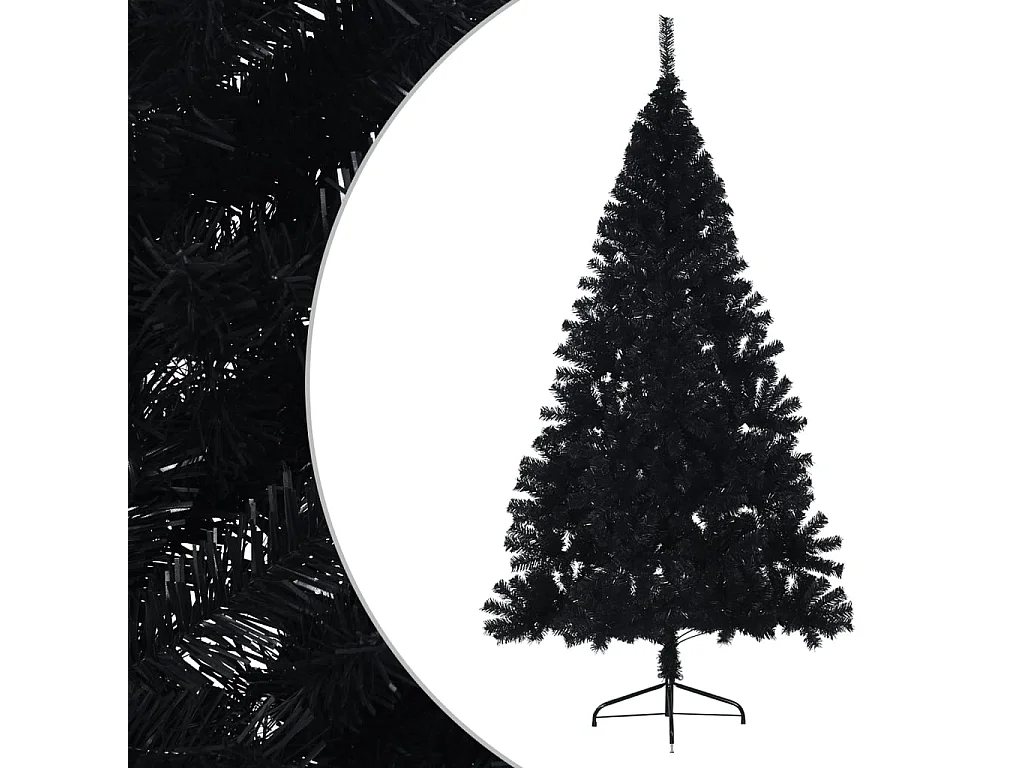 Albero di Natale Artificiale a Metà con Base Nero 240 cm PVC