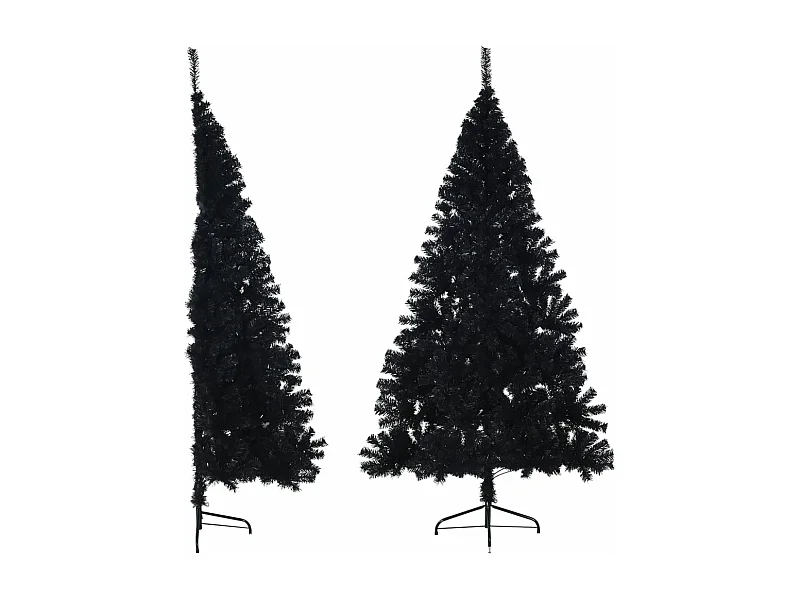 Meia árvore de Natal artificial com suporte 240 cm PVC preto