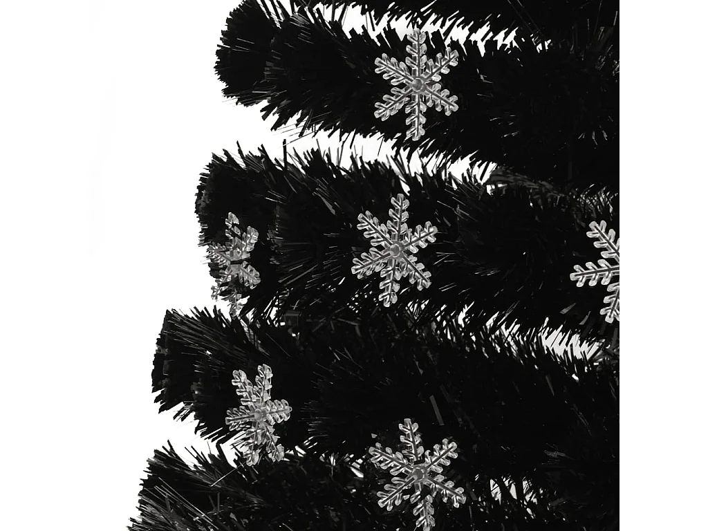 Weihnachtsbaum mit LED-Schneeflocken Schwarz 180 cm Fiberoptik