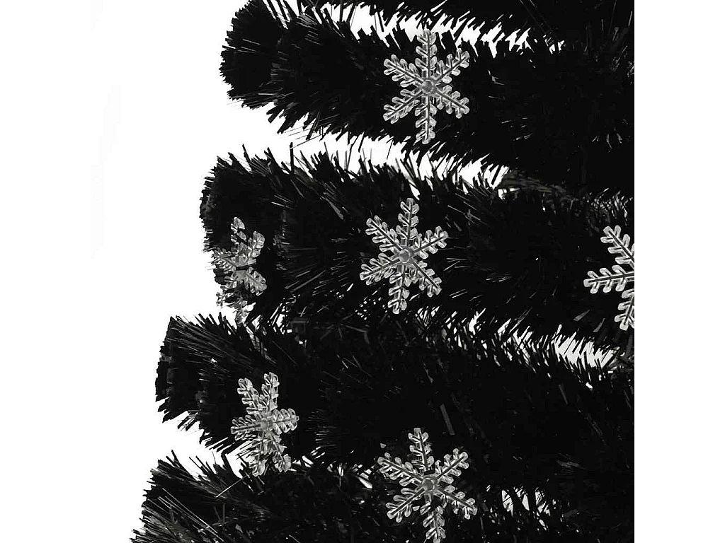 Weihnachtsbaum mit LED-Schneeflocken Schwarz 180 cm Fiberoptik