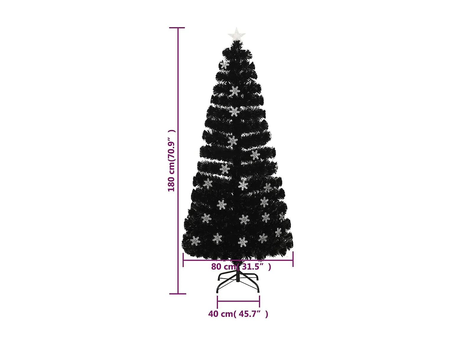 Albero LED 180cm UISEBRT Albero Di Natale Artificiale 180cm Illuminato - Fibra Ottica Con Fiocchi Di Neve LED Albero Di Natale Pieghevole