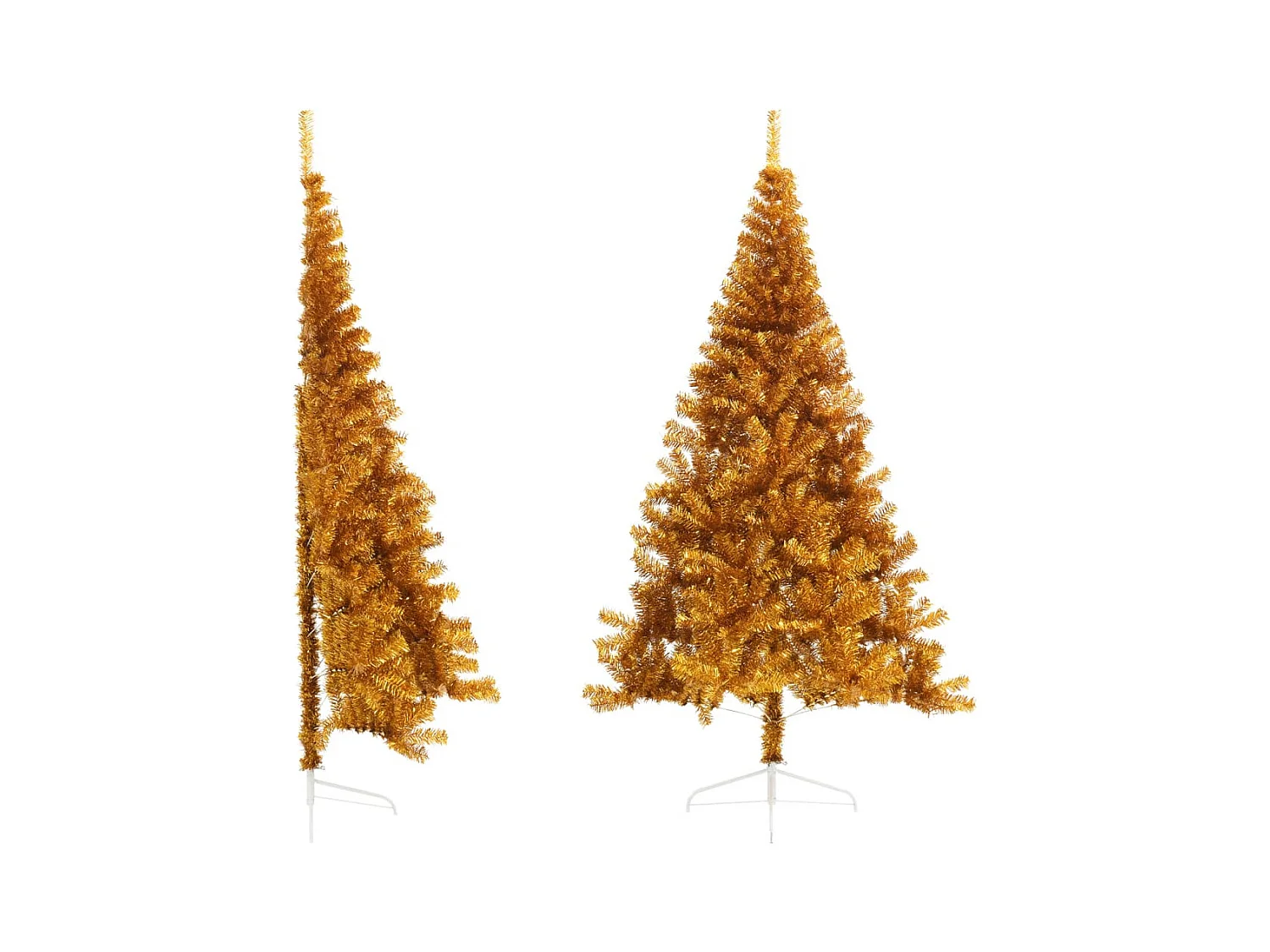 Medio árbol de Navidad artificial con soporte PET dorado 240 cm