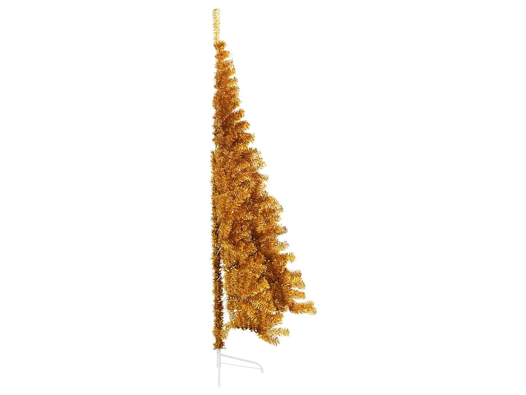 Medio árbol de Navidad artificial con soporte PET dorado 240 cm