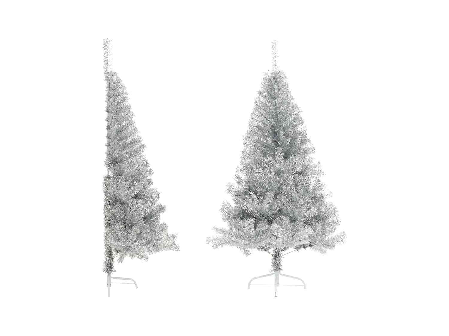 Künstlicher Halb-Weihnachtsbaum mit Ständer Silber 150 cm PET